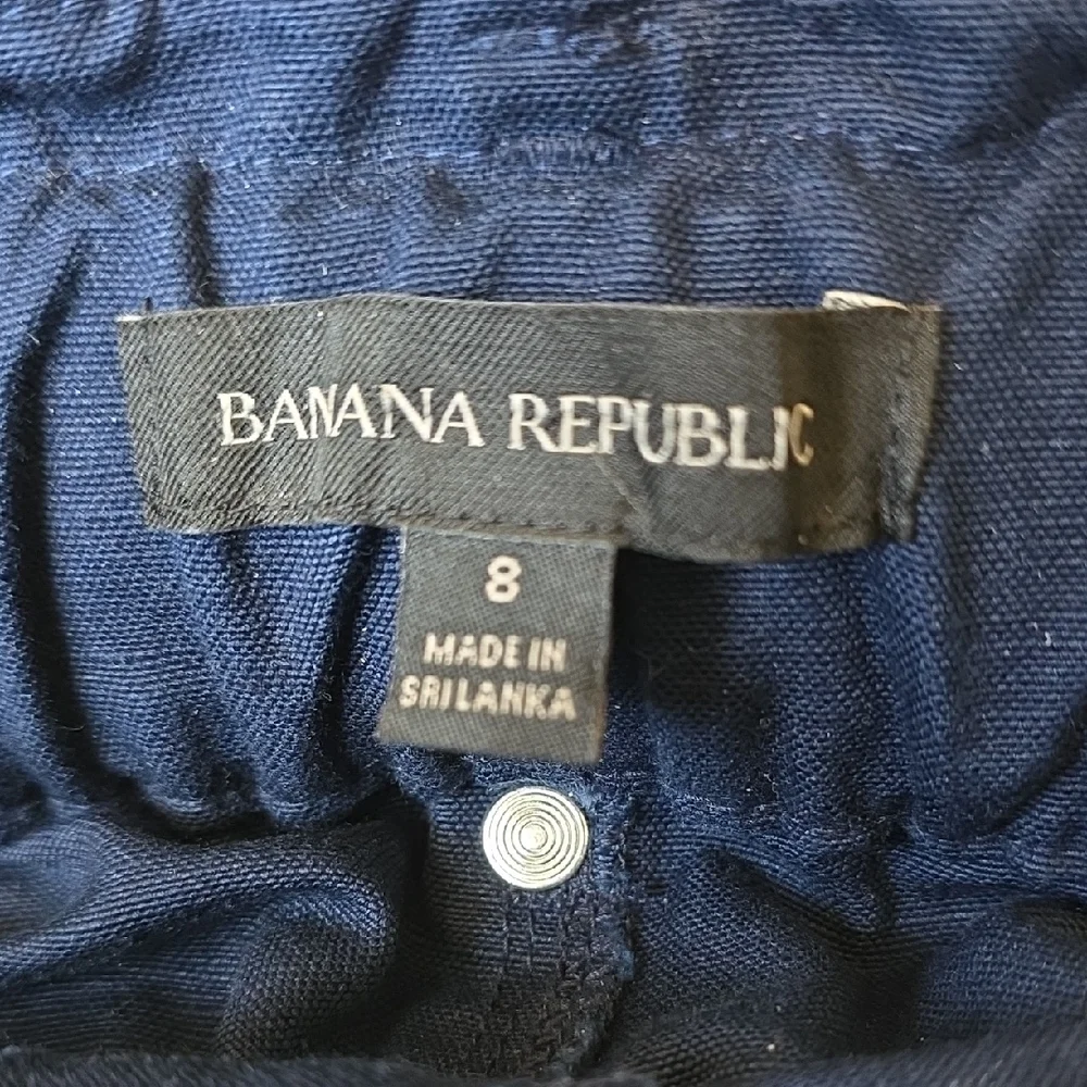 Banana Republic Navy Ankle Pants Stretch Waist Belt Size 8 (Relaxed Fit)